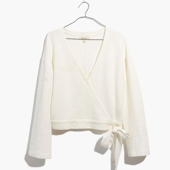 Madewell Texture & Thread Wrap Boucle Top in Bright Ivory Size S - Picture 11 of 11